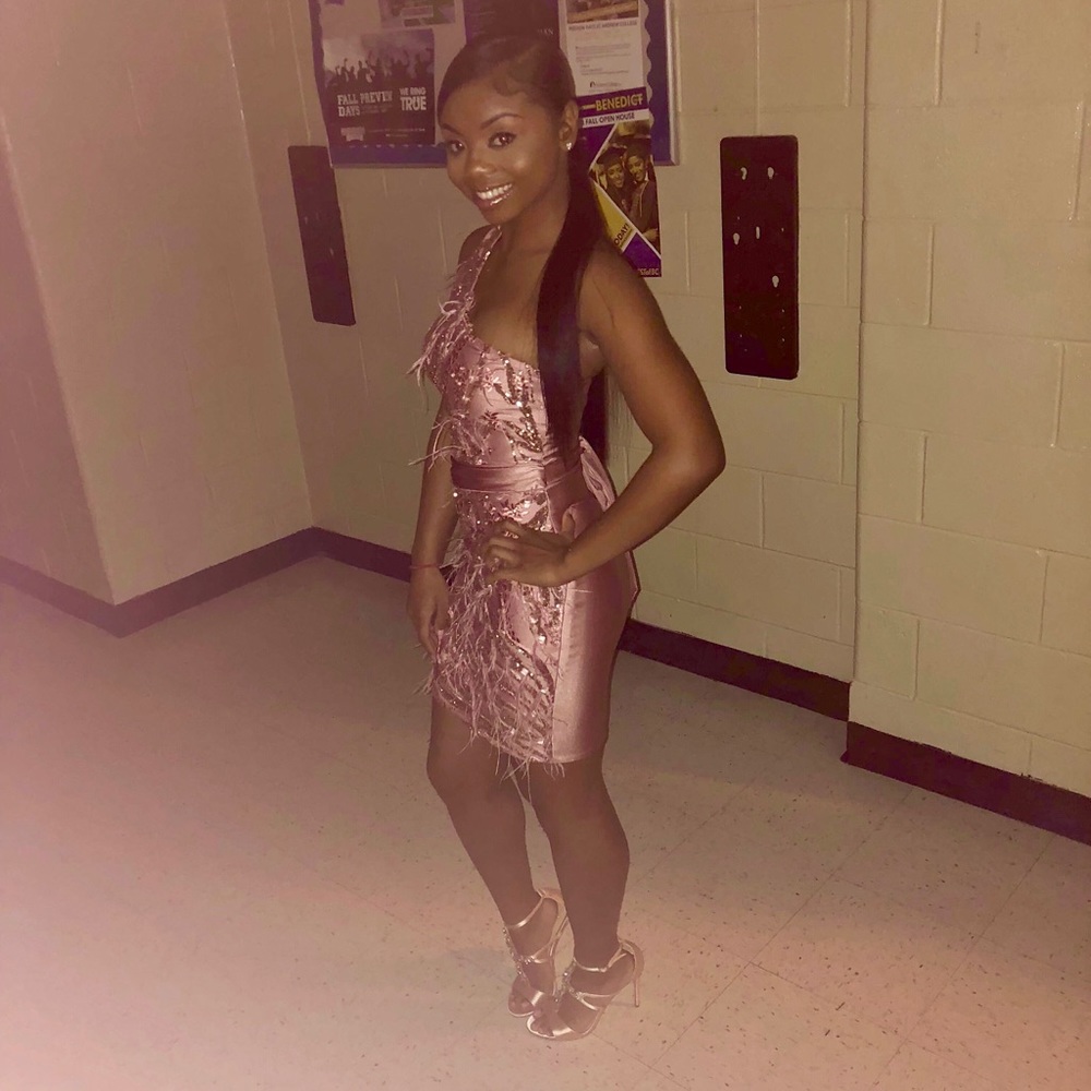 Beautiful rose gold couture dress, customized